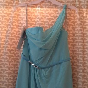 Tiffany blue one shoulder dress